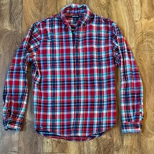 Land’s End Men's Red and Blue Plaid Shirt